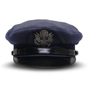 Unbranded WW2 USA Army Crusher Visor Cap Men Size 6 7/8 Blue Good Military Hat